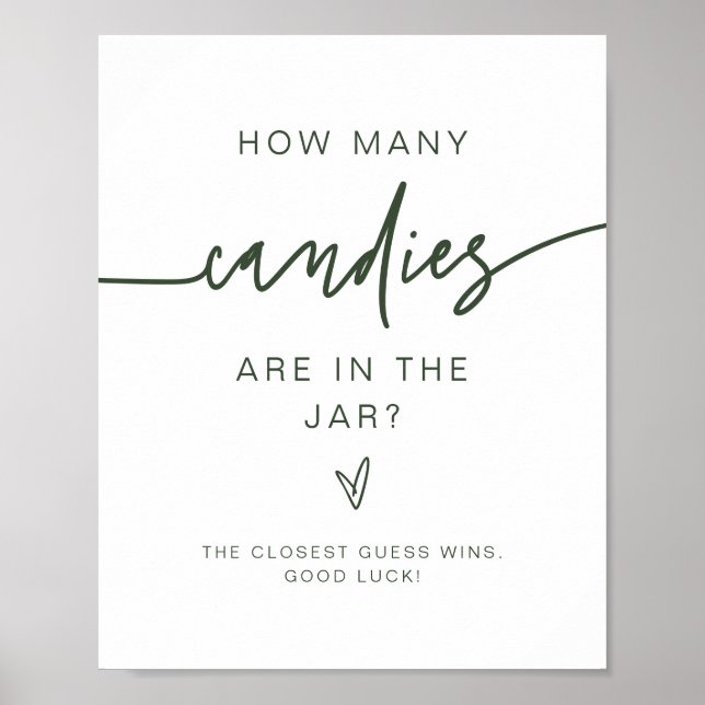 MARLO Green How Many Candies Baby Shower Game Poster (Front)