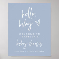 MARLO Modern Boho Dusty Blue Baby Shower Welcome