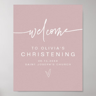 MARLO Modern Boho Dusty Rose Christening Welcome P Poster