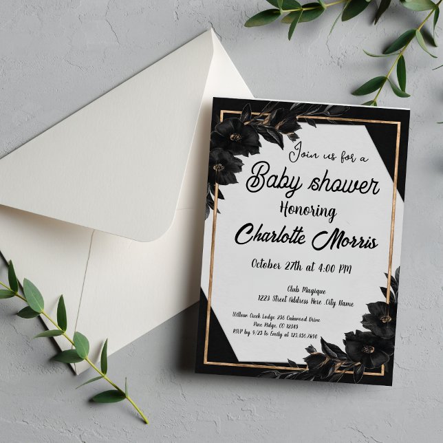 MARLO Modern Minimalist Black & White Baby Shower Invitation (Creator Uploaded)