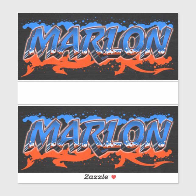Marlon First Name Graffiti Sticker (Sheet)