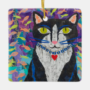 Marmalade and Tuxedo Cat Ceramic Ornament