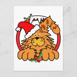Marmalade Cat at Christmas Holiday Postcard