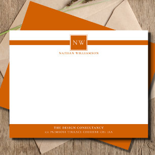 Marmalade Orange Professional Monogram Business Card