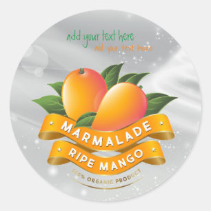 Marmalade Ripe Mango Jam Round Sticker Label