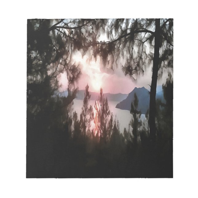 Marmaris Sunset Framed By Palm Trees Landscape Art Notepad (Front)