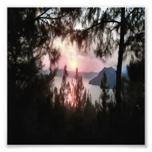 Marmaris Sunset Framed By Palm Trees Landscape Art Photo Print
