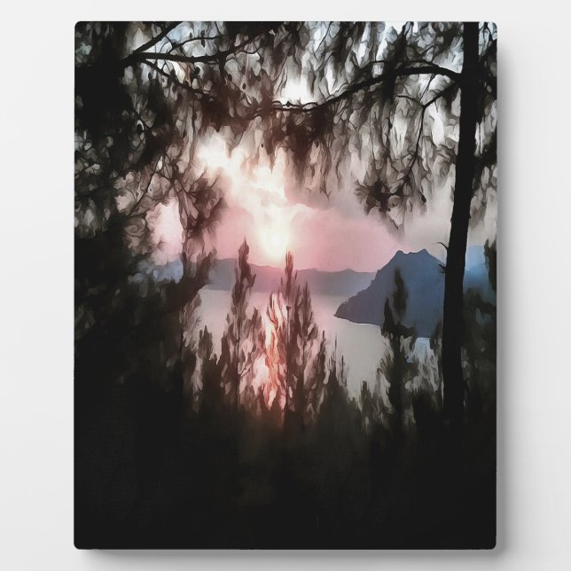 Marmaris Sunset Framed By Palm Trees Landscape Art Plaque (Front)
