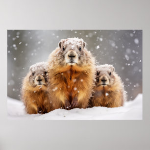 Marmot Animal Family Wandering Nature  Poster