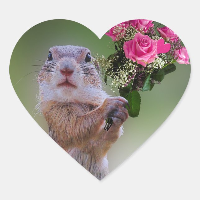 Marmot bouquet heart sticker (Front)
