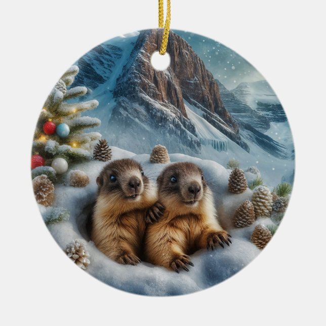 Marmot Christmas Ornament (Front)