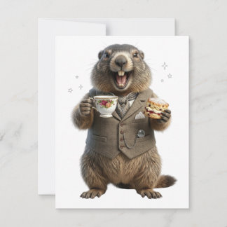 Marmot Drinking Tea Card