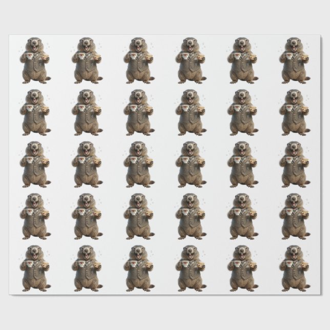Marmot Drinking Tea Wrapping Paper (Flat)