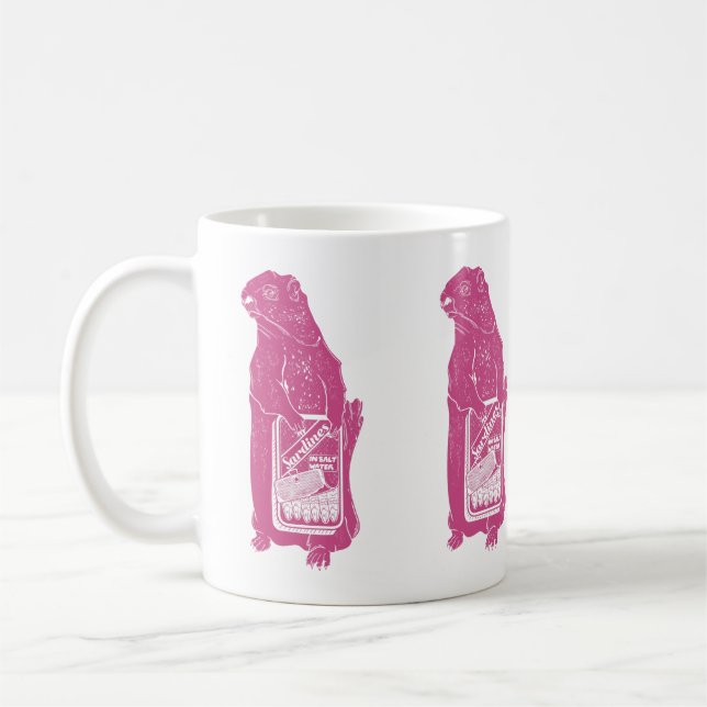 Marmot Groundhog eating sardines Coffee Mug (Left)