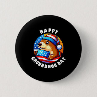 Marmot Happy Groundhog Day Stars And Stripes Sprin 2 Inch Round Button