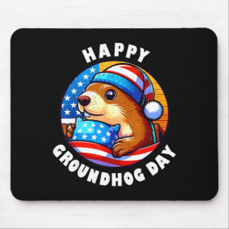 Marmot Happy Groundhog Day Stars And Stripes Sprin Mouse Pad