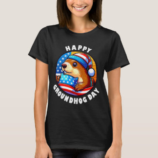 Marmot Happy Groundhog Day Stars And Stripes Sprin T-Shirt