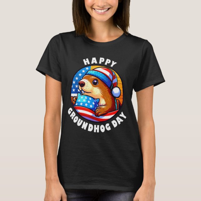 Marmot Happy Groundhog Day Stars And Stripes Sprin T-Shirt (Front)