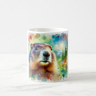 Marmot in Watercolor 051124AREF131 - Watercolor Coffee Mug