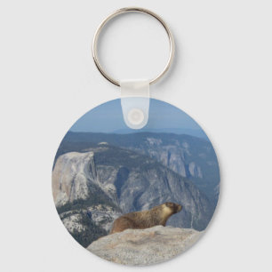 Marmot Overlooking Half Dome from Clouds Rest - Yo Keychain