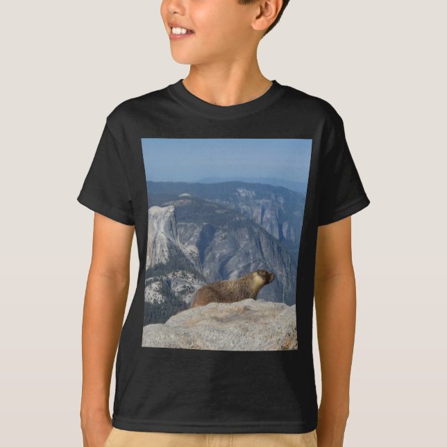 Marmot Overlooking Half Dome from Clouds Rest - Yo T-Shirt (Front)