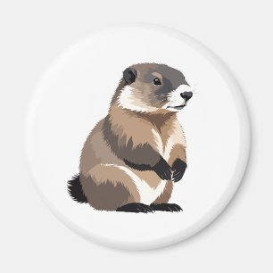 Marmot Vector Graphic Art Portrait Animal Spirit  Magnet