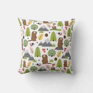 Marmots on a Mountain Glade Throw Pillow