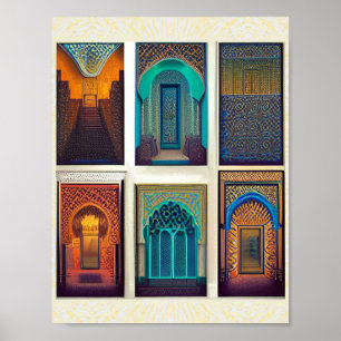Marocaine arches affiche colorée imprimé