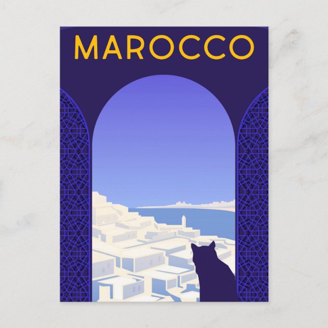 *~* Marocco Maroc Carte Postale Chat Fenêtre Ledge (Devant)