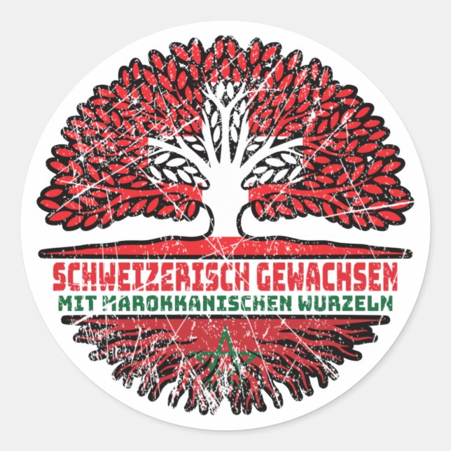Marokko Marokkanisch Schweizer Schweiz Baum Wurzel Classic Round Sticker (Front)
