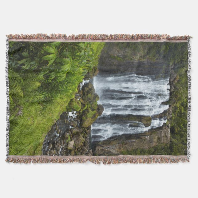 Marokopa waterfall, New Zealand Throw Blanket (Front)