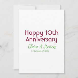 MARON GREEN PASTEL happy 10th anniversary wedding Invitation