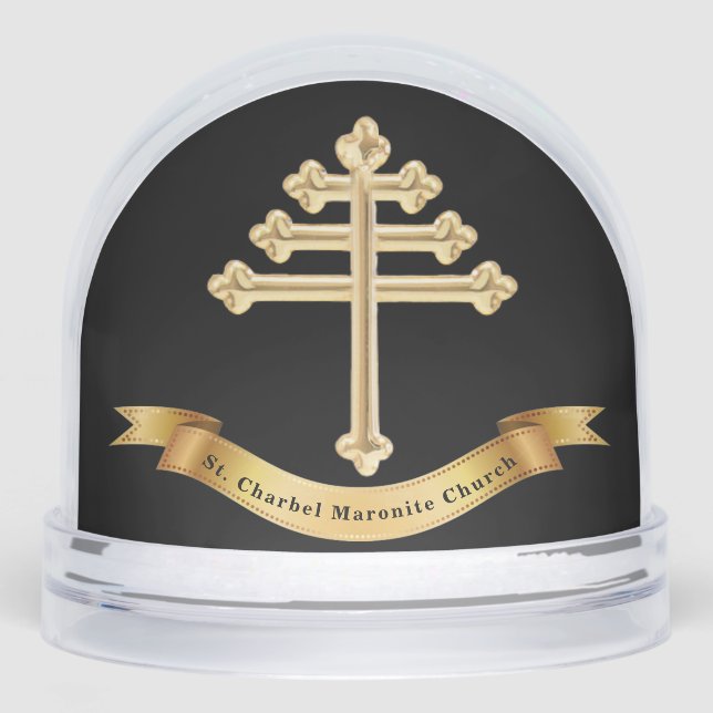 Maronite Church Cross Crest Personalized Gift  Snowglobe (Front)