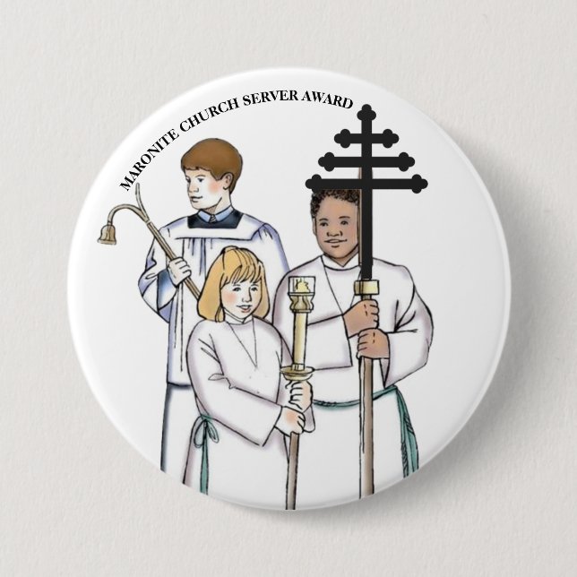 Maronite Church Server Award 3 Inch Round Button (Front)