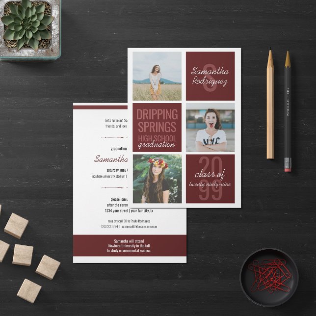 Maroon 3-Photo Fun Boxes Graduation Invitation (Créateur téléchargé)