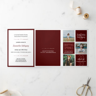 Maroon 5-Photo Fun Boxes Graduation Tri-Fold Invitation