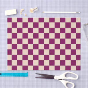 Maroon and beige chequerboard pattern tissue paper
