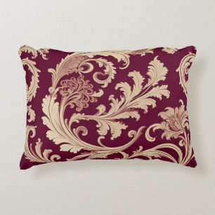 Maroon and Beige Vintage Pattern  Accent Pillow