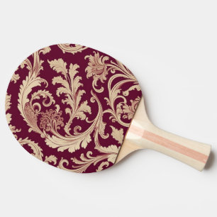 Maroon and Beige Vintage Pattern  Ping Pong Paddle