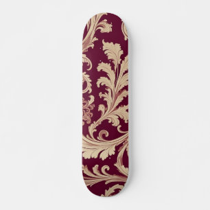 Maroon and Beige Vintage Pattern  Skateboard