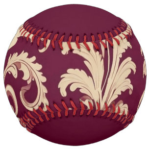 Maroon and Beige Vintage Pattern Softball