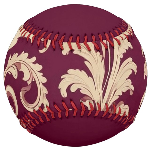 Maroon and Beige Vintage Pattern  Softball (Front)