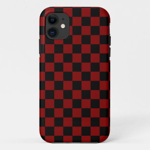 Maroon and Black Chequered Vintage iPhone 11 Case