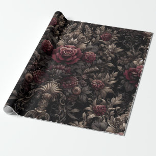 Maroon and Black Gift Wrapping Paper