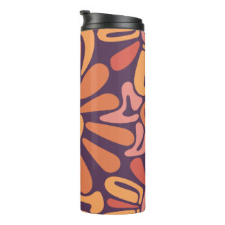 Maroon and Coral Abstract Flower Burst Pattern Thermal Tumbler