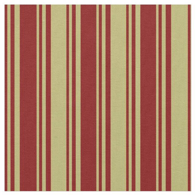 Maroon and Dark Khaki Lines Pattern Fabric (Close Up)