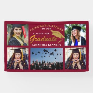 Maroon And Gold 2026 Graduation 5 Photo Collage Banner