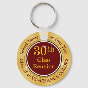 Maroon and Gold 30 year High School Reunion Ideas Keychain