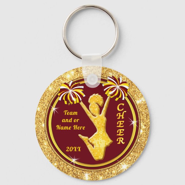 Maroon and Gold, Cheerleader Gifts Cheap, Cheer Keychain (Front)