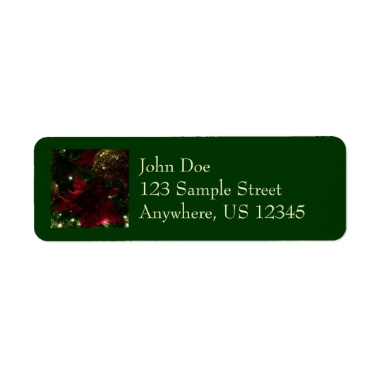 Maroon and Gold Christmas Tree Holiday Photo Return Address Label